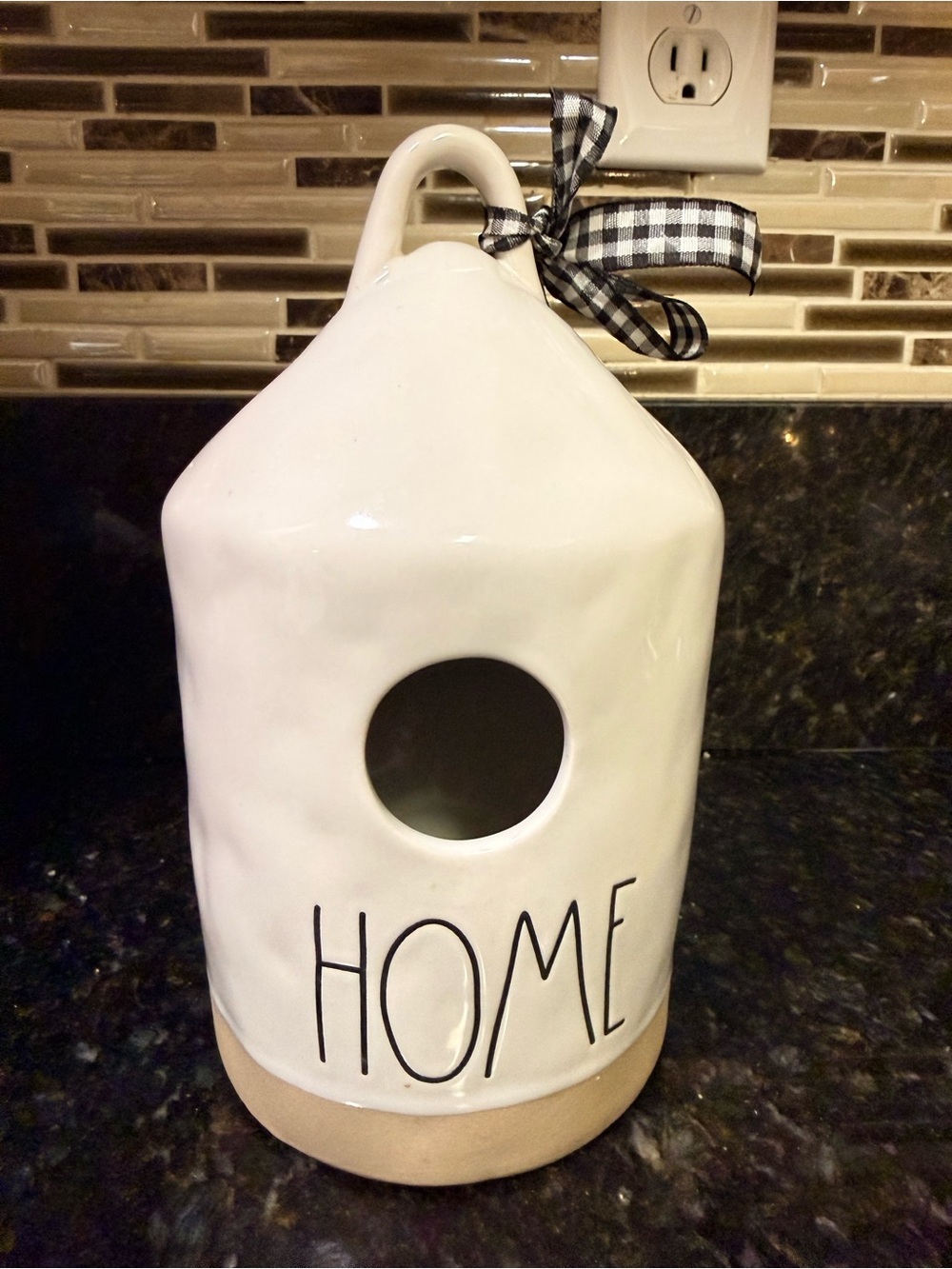 Rae Dunn White & Tan 'HOME' Ceramic Birdhouse